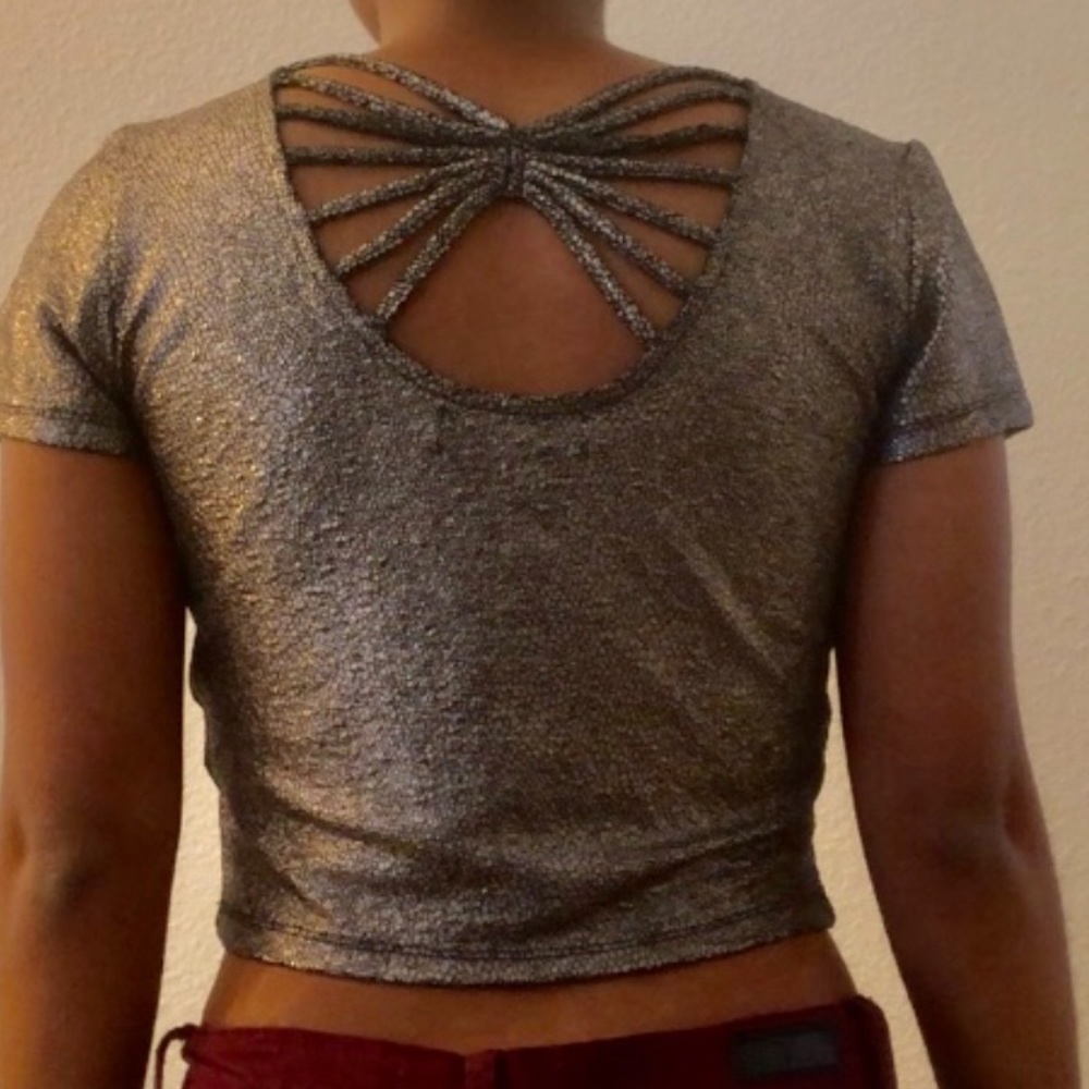Forever 21 Black and Gold Crop Top